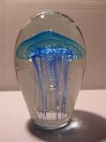 Blue Glass Jellyfish Paperweight Ocean Beach New