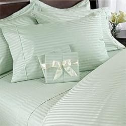 Egyptian Cotton 1000 Thread Count 3 - Pc Sateen Stripe Duvet Cover Sage - King.