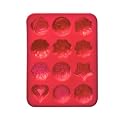 Premier Housewares Non Stick Flower Shape Silicone Cake Mould, Set of 12, Hot Pink