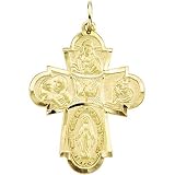 14K Yellow Gold Four Way Medical Cross Pendant - 29.00x23.50mm