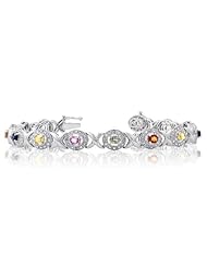 14K White Gold 0.69ct Diamond and Sapphire Bracelet