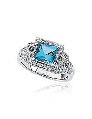 Swiss Blue Topaz Ring in 14k White Gold