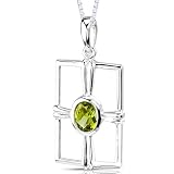 1.25 Carats Genuine Oval Shape Peridot Sterling Silver Pendant Necklace