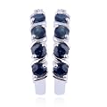 Platinum Plated Sterling Silver Genuine Sapphire Hoop Earrings