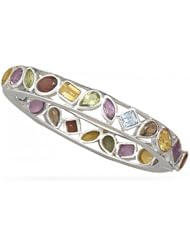 MMA Silver - Multi Shape and Stone Hinged Bangle Bracelet