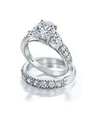 Bling Jewelry 925 Sterling Silver Clear Cz Heart Side Stones Wedding... by Bling Jewelry