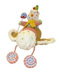 11" Glittery Pastel Plush Candy Christmas Snowman On Airplane
