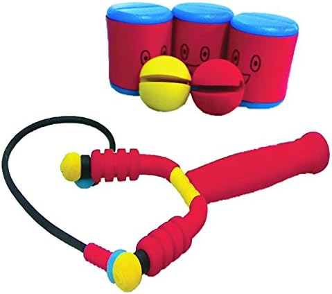 Soft Catapult Foam Strike Pocket Shot, Foam Ball Shooter Set, (1 Pocket Shot, 2 Balls and 3 Amusing Cans)