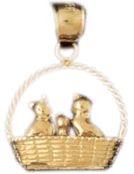 Dazzlers Solid 14 karats Gold 3D Cat Kitten in Basket Charm Pendant available in three colors from jewelsberry (weights: 4.4 grams only)