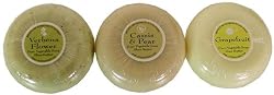 Verbena Flower, Cassis Pear, Grapefruit Assortment, 3 bars of Pure Vegetable Soap Enriched with Shea Butter, 150 Gram, 5.25 Oz.