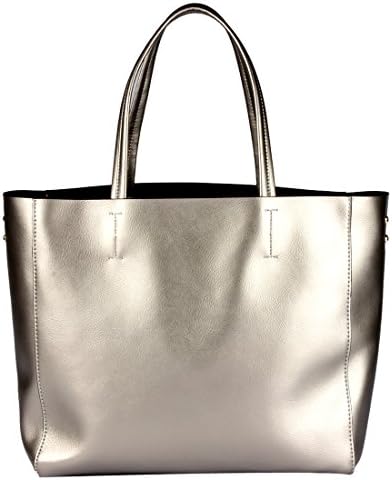 Yewandavm Women's Fashion Genuine Leather Handbags Extra Large Tote Shoulder Bag Satchel Messenger Bags LWD12 (Silver)