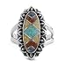 Sterling Silver Turquoise Jasper Lapis Earth Tone Mosaic Inlay Ring