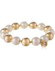 Anne Klein "Polished and Pearl" Gold-Tone Blanc Pearl Stretch Bracelet