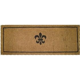 Black Fleur Di Lys Design Thick Coir Doormat by 