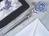 Murano Art Deco Collection Letter Opener Featuring Blue Glass Cross