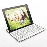 Swees� Aluminium Bluetooth Wireless Keyboard Stand Case / Cover for Apple New iPad 4 (with Retina display) / iPad 3 / iPad 2 - White
