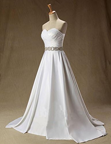 Ice Beauty Sweetheart Beads Sequins Simple A-Line Wedding Dresses Bridal Gowns Ivory US 16W