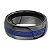 GoldenMine 8mm Round Edge Ceramic Comfort-FIT Blue Carbon Fiber Inlay Wedding Band Ring (Size 5 to 15) - Size 10