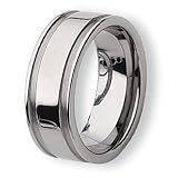 Grooved Brushed and Polished Tungsten Carbide Ring (9.0 mm) - Sizes 8-14