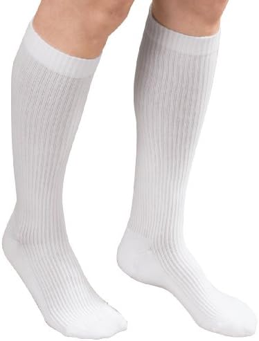 MD USA Ribbed Cotton Compression Socks, Over the Calf, White, Large, 1 Count