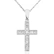 Round-Cut Diamond Cross Pendant in 14kt White Gold (GH/I1-I2)