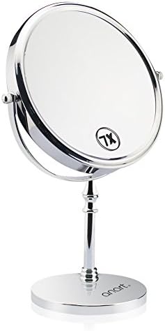 ANART® 8-Inch Tabletop Two-Sided Makeup Mirror with 7x Magnification, Polished Chrome Finish