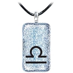 Holly Lynn Silver Libra Zodiac Dichroic Glass Necklace