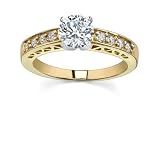 0.9 CT ROUND DIAMOND 18K YELLOW GOLD RING NEW