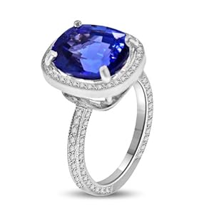 8.58 Ct Blue Topaz & Diamond Cocktail Ring in Platinum