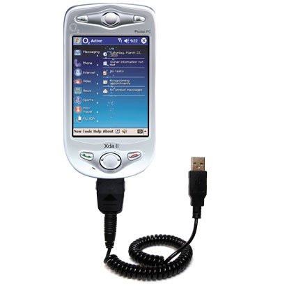 Coiled USB Cable for the T-Mobile MDA II with Power Hot Sync and Charge capabilities - uses Gomadic TipExchange Technology