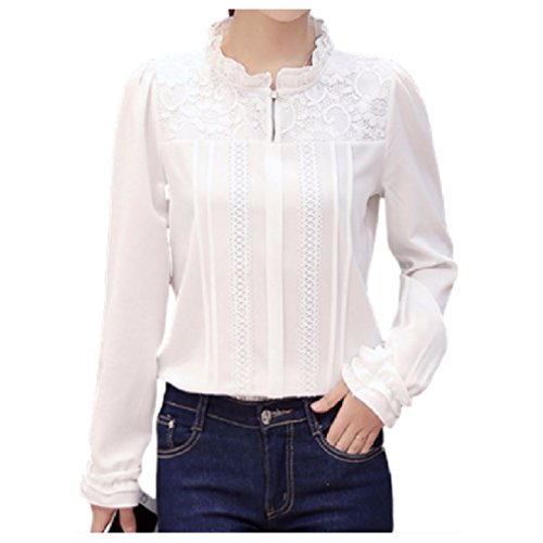 ナナコレクション Nana_Collection 春 秋 夏 立襟 袖 フリル レース パフスリーブ ブラウス 通勤 女性