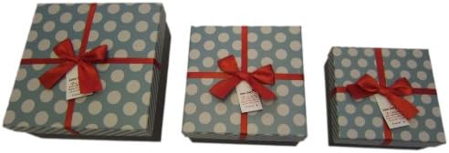 Megashopping Red Bowknot Nested 3 Assorted Paper-Board Gift Boxes, Largest Box 8-1/2 Inch, Smallest Box 5-3/4 Inch, 1 Set Of 3 Boxes