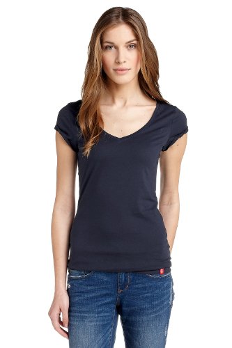 edc by ESPRIT Damen T-Shirt N42721, Gr. 42 (XL), Blau (heavy blue 433) Preisvergleich