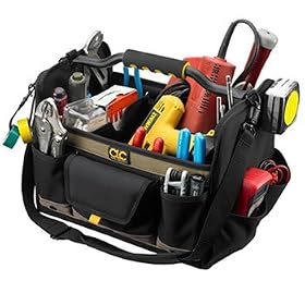Click here to buy Custom Leathercraft 1578 21 Pocket 14 Open-Top Soft Sided Tool Box by Custom Leather Craft.