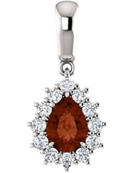 Platinum 7.00x5.00mm Pear Cut Mozambique Garnet and Diamond Pendant -- LIFETIME WARRANTY