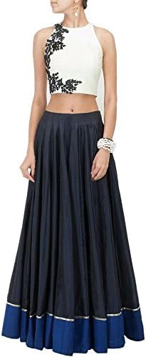 Vipani Fashions Women's Embroidered With Georgette Lehenga Choli Set Free Size Black