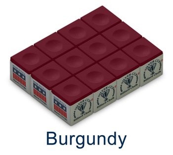 One Dozen Burgundy Silver Cup Pool Cue Chalk On Sale