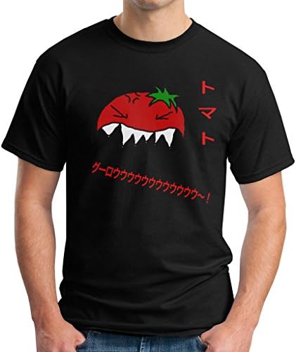 Milkier Men's Cool Tee Shirts Tomato Japanese Short Sleeve Shirts Black Medium