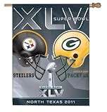 Pittsburgh Steelers vs. Green Bay Packers Super Bowl XLV Vertical Flag: 27x37 Banner