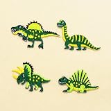 COLORFUL探検　アイロン刺繍ワッペン　中生代の人気恐竜セット（4個セット）