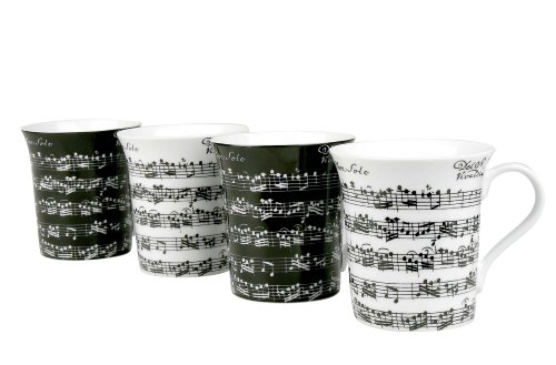 Konitz Vivaldi Libretto 12-Ounce Mugs, Set of 4, Black/White On Sale
