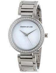 Kenneth Jay Lane Womens KJLANE-2602  Mother-Of-Pearl Dial Crystal Accented Stainless Steel Watch