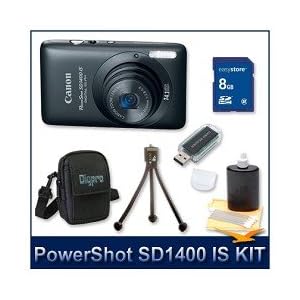 Canon PowerShot SD1400 IS Digital ELPH (Black) 4181B001, 14.1 Megapixel, 4x 28-112 mm Zoom Lens, 2.7