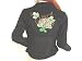 Apparel : Sequined Tattoo Design Ladies Velvety Black Blazer - Love & Flowers Tattoo Design in Sequins and Beads on Black Blazer