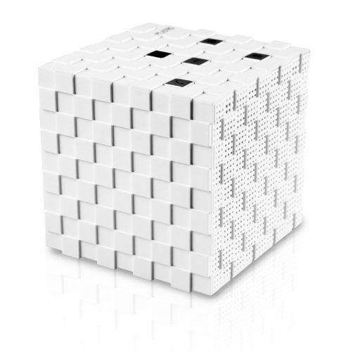 PLEMO Magic Cube Rechargeable Portable Bluetooth Wireless Speaker with 3.5mm Audio Port for iPhones, iPads, Android Cell Phones, Touch Screen Tablets, MacBooks, Laptop Computers, MP3 Players & Portable CD/DVD Players, White