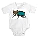 Onesie with green, beetle, insect, rhinoceros, horn, brown