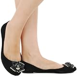 Shilo03 Jeweled Bow Ballerina Flats BLACK
