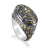 Sterling Silver Gold Spotted Band 15MM Dome Ring