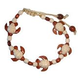Hawaiian Sea Turtle Honu Koa Wood and Bone Bracelet