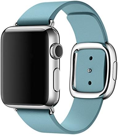 WESHOT Apple Watch Band Modern Buckle, Genuine Leather Strap Smart Watch Band Replacement Wrist Band for Apple Watch Sport Edition 38MM Sky Blue